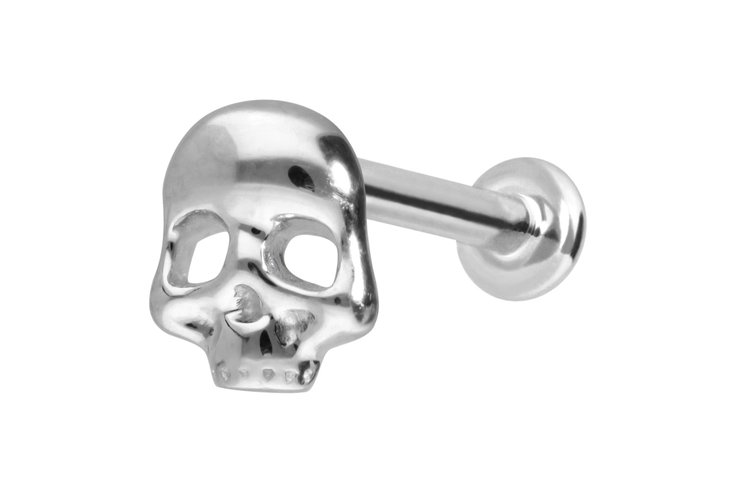 14 Karat Gold Labret Piercing mit Innengewinde TOTENKOPF